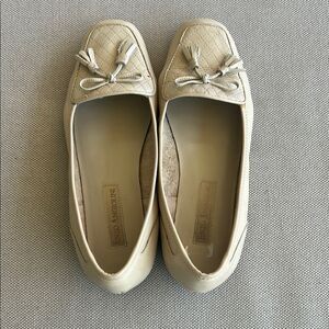 Enzo Angiolini Cream Flats with Bow Detail